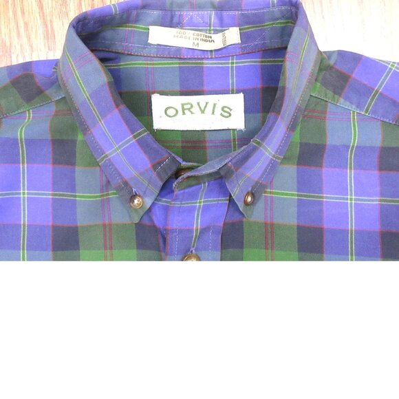 ORVIS REGULAR FIT 100% COTTON SHIRT VIOLET, OLIVE, RED & WHITE Sz MEDIUM, M - Picture 1 of 4
